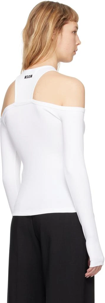 MSGM White Cutout Long Sleeve T-Shirt 3