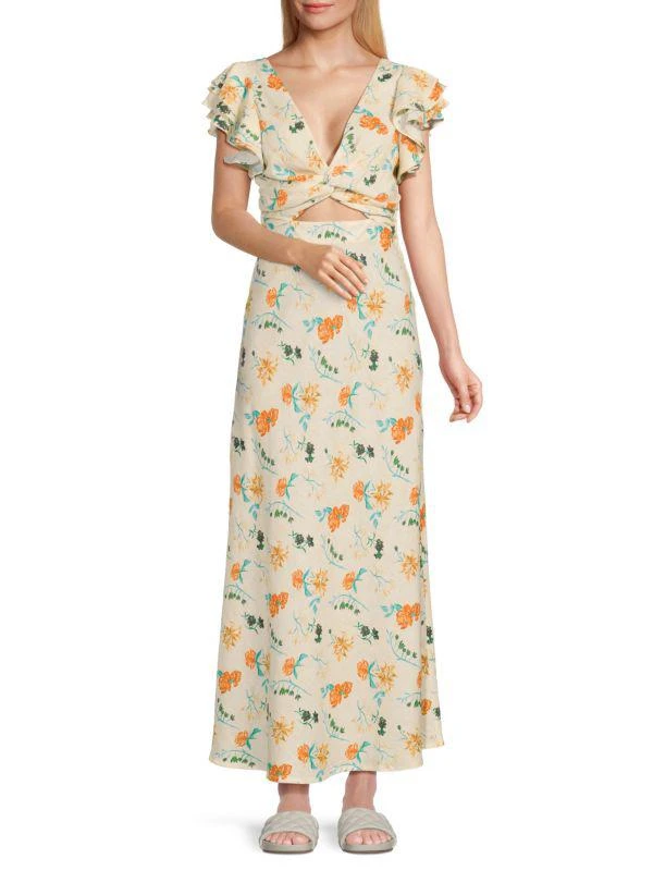 Solid & Striped The Renata Floral Twist Linen Blend Maxi Dress 1