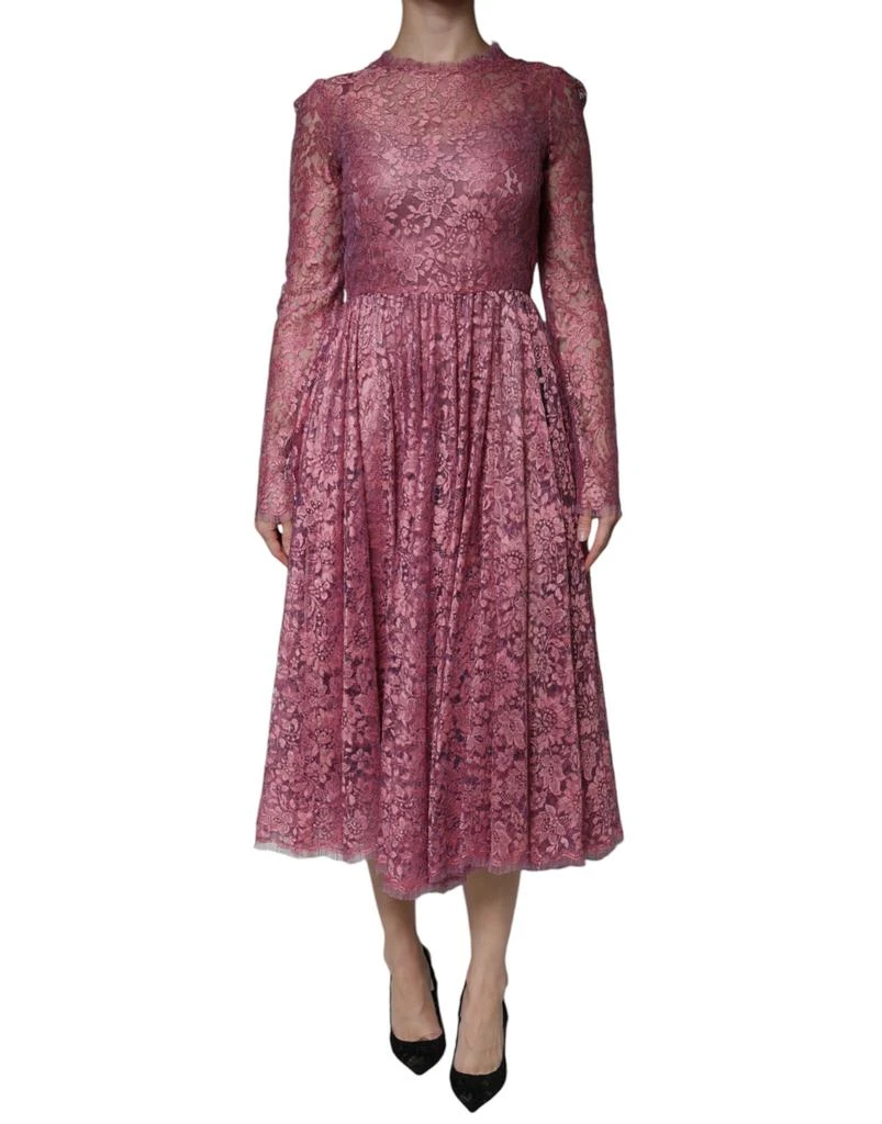 Dolce 
Gabbana Floral Lace Long Sleeve Midi Women
s Dress