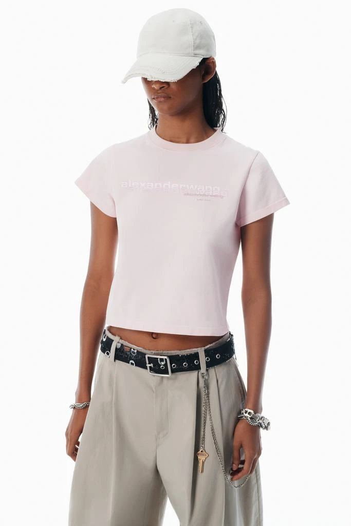 Alexander Wang Pink Cotton Shrunken Logo Tee 3