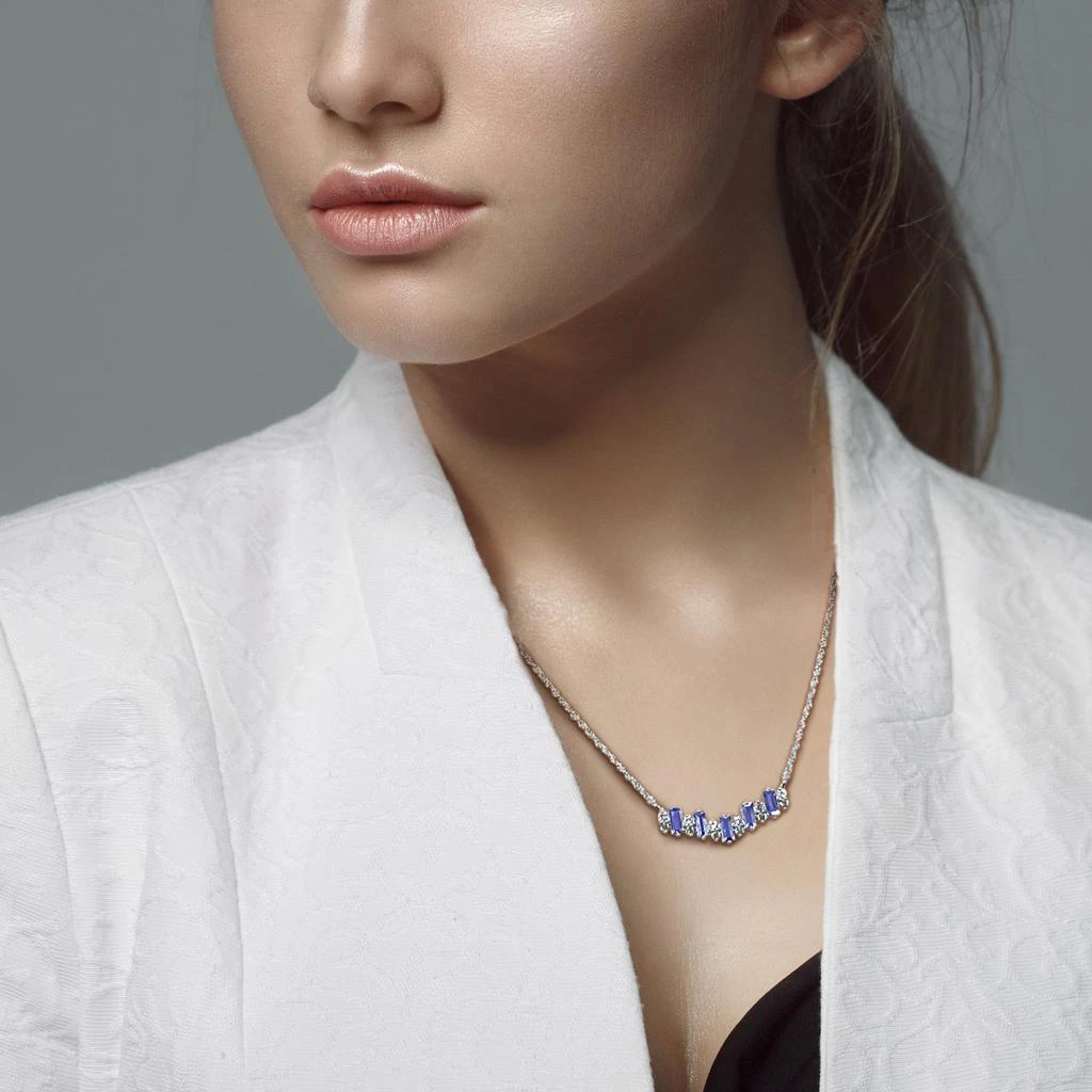 Mimi & Max 1 1/10 ct TGW Baguette Shaped Tanzanite White Topaz Necklace Sterling Silver-18 in 4