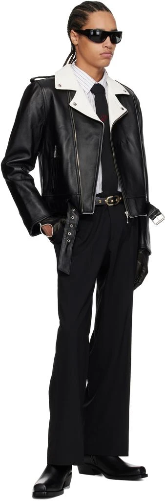 Ernest W. Baker Black 
White Perfecto Leather Jacket 4