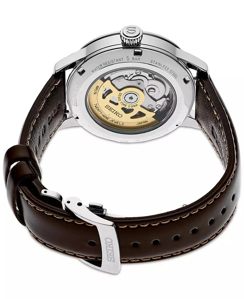 Seiko Men's Automatic Presage Cocktail Time Brown Leather Strap Watch 41mm 2