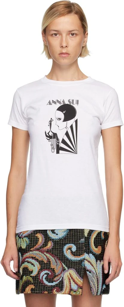 Anna Sui White Mad Cap Heiress Baby T-shirt