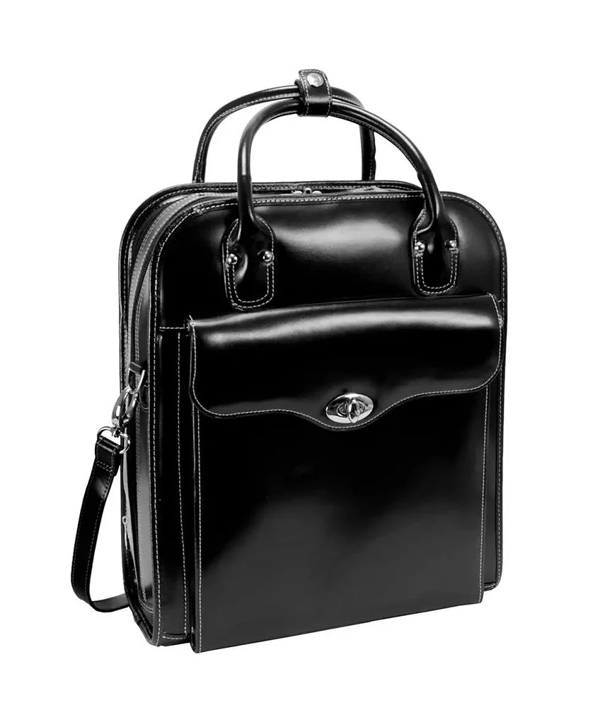 McKlein Melrose 15" Top Grain Cowhide Leather Vertical Wheeled Ladies' Laptop Briefcase 3