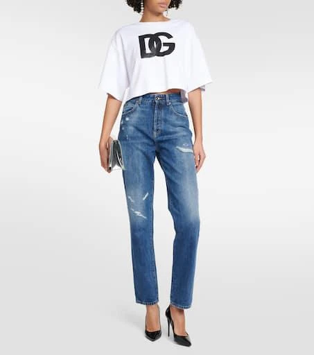 Dolce 
Gabbana Distressed high-rise straight jeans 2