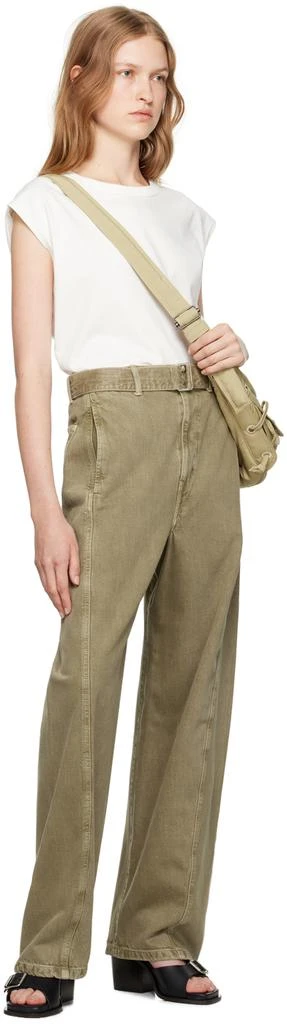 Lemaire Green Twisted Belted Jeans 4