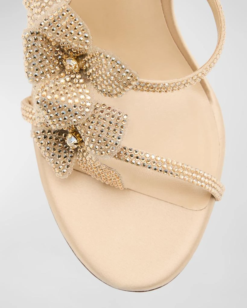 Rene Caovilla Floraine Crystal Flowers Ankle-Wrap Sandals 5