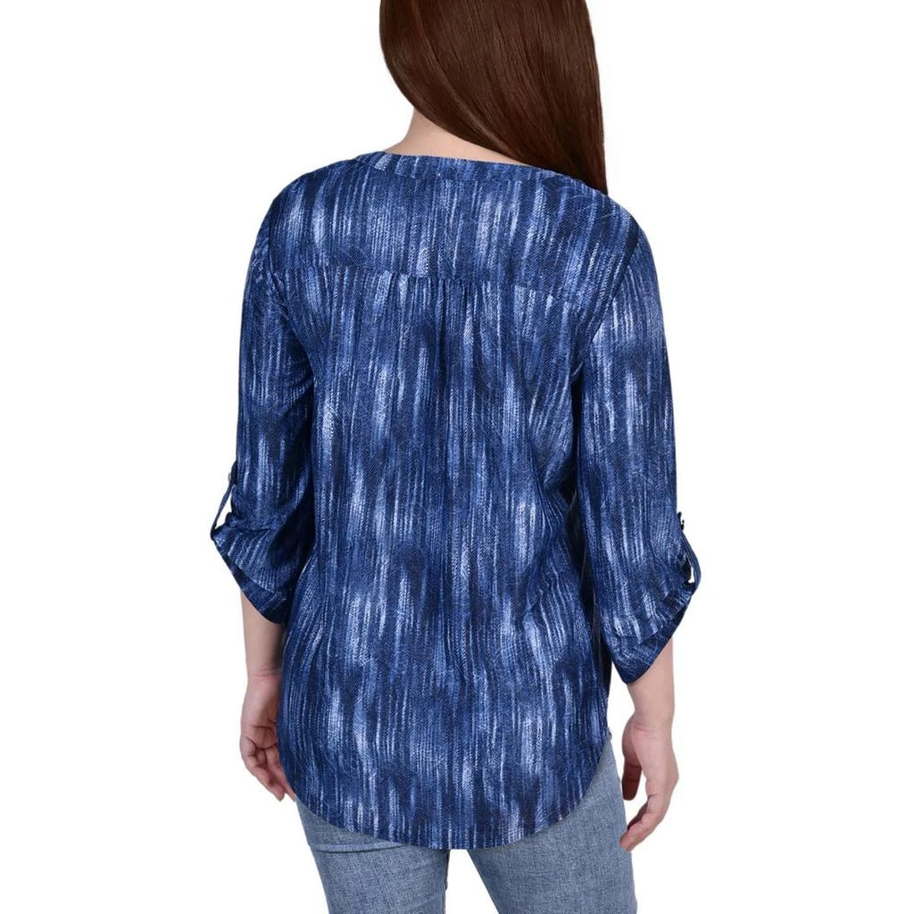 NY Collection Petites Womens Button Pullover Top 3