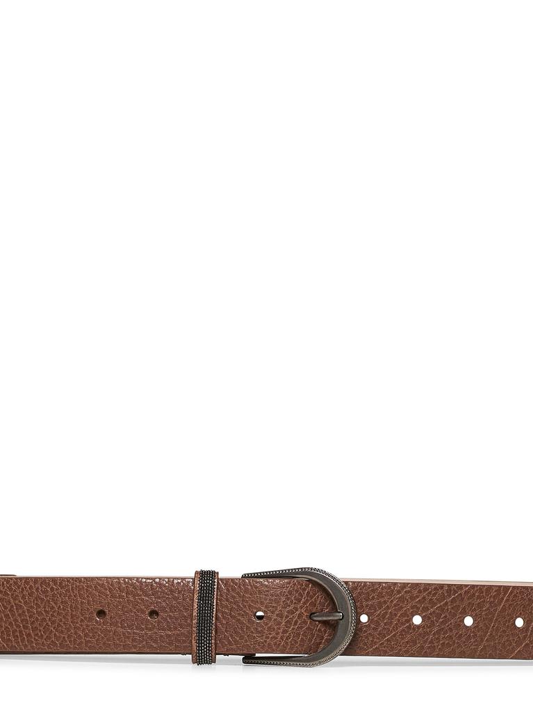 Brunello Cucinelli BRUNELLO CUCINELLI | Brown Glossy hammered calf leather belt | Women | M