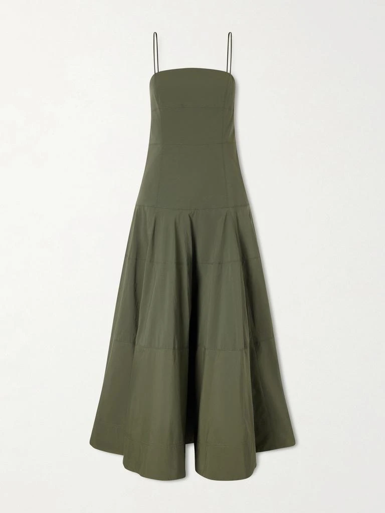 army green midi dress Plus Size V Neck Ruffle Midi Dress-Army Green, 5XL main image 0
