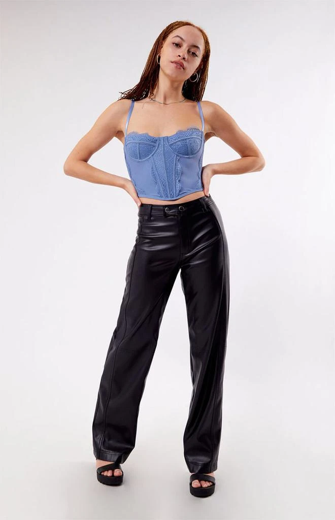 PacSun Faux Leather Low Rise Straight Leg Pants 1