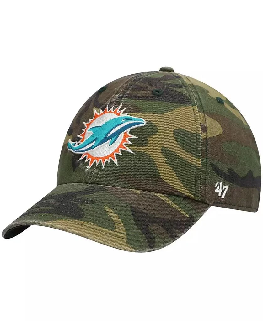 47 Brand Men's Camo Miami Dolphins Woodland Clean Up Adjustable Hat 1