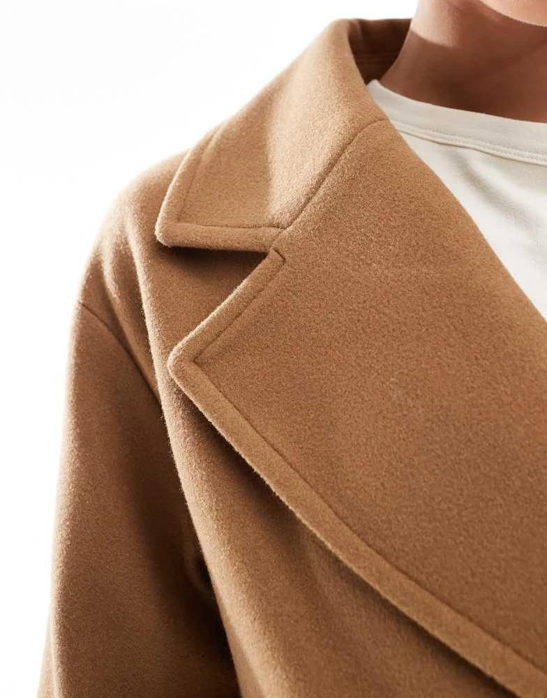 Stradivarius Stradivarius oversized soft touch coat in camel 4