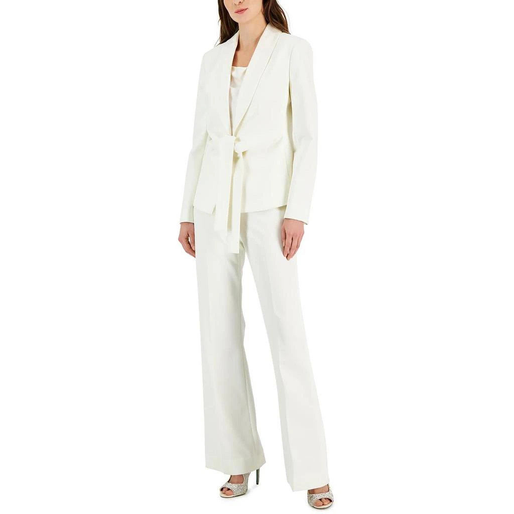 Donna Karan Womens Satin Trim Tie Front Suit Jacket 3
