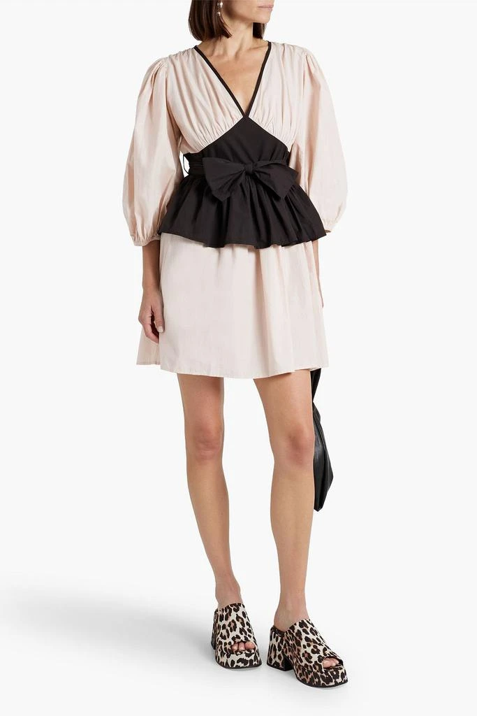 BATSHEVA Devon two-tone cotton-poplin peplum mini dress 2