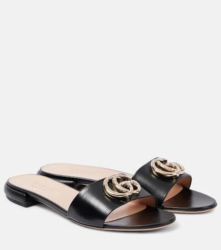 Gucci GG Crystal leather slides 1