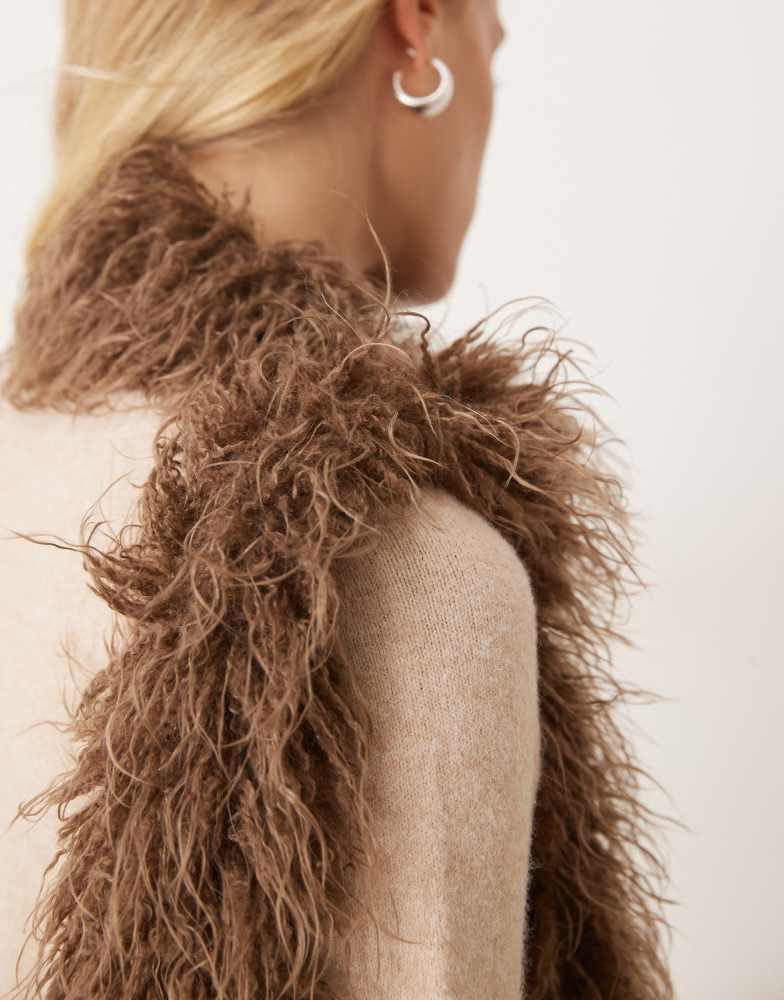 My Accessories My Accessories fluffy faux fur scarf in brown