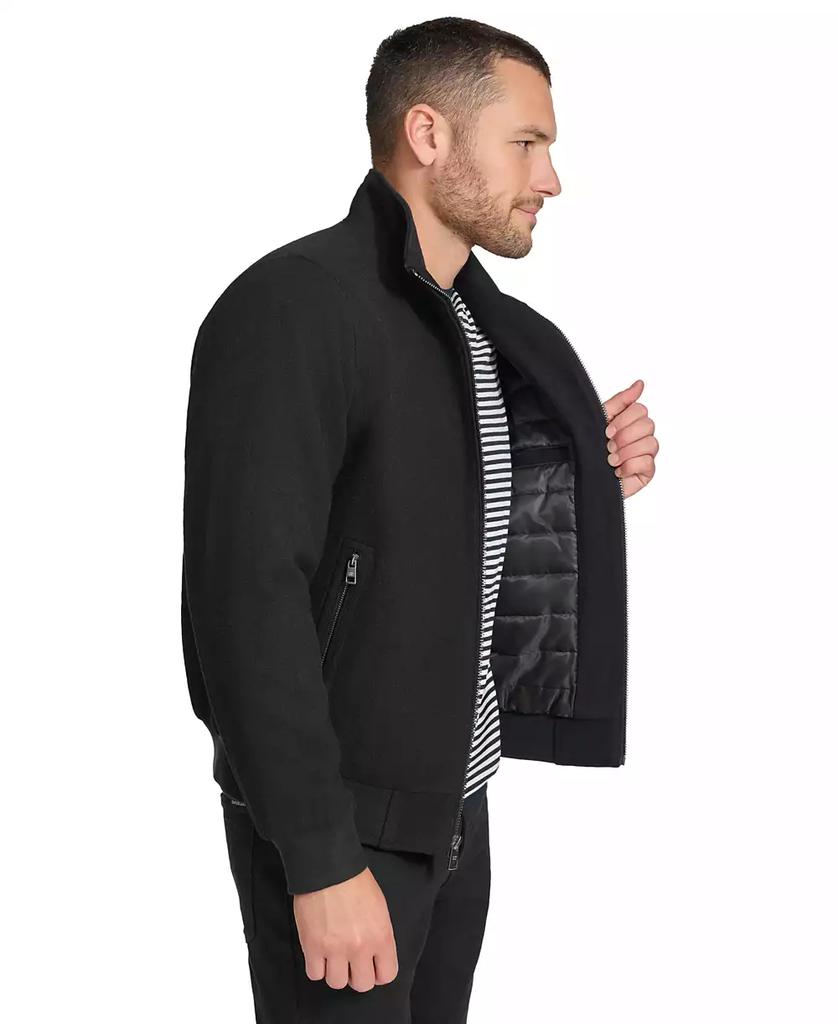 Men's Wool Bomber Jacket With Knit Trim – On Sale Now with Up to