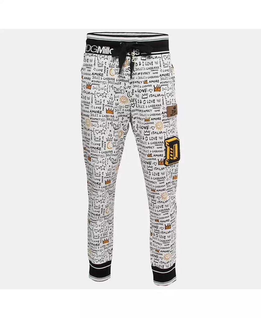 Pre-Owned Dolce & Gabbana Women's White Printed Cotton Knit Joggers