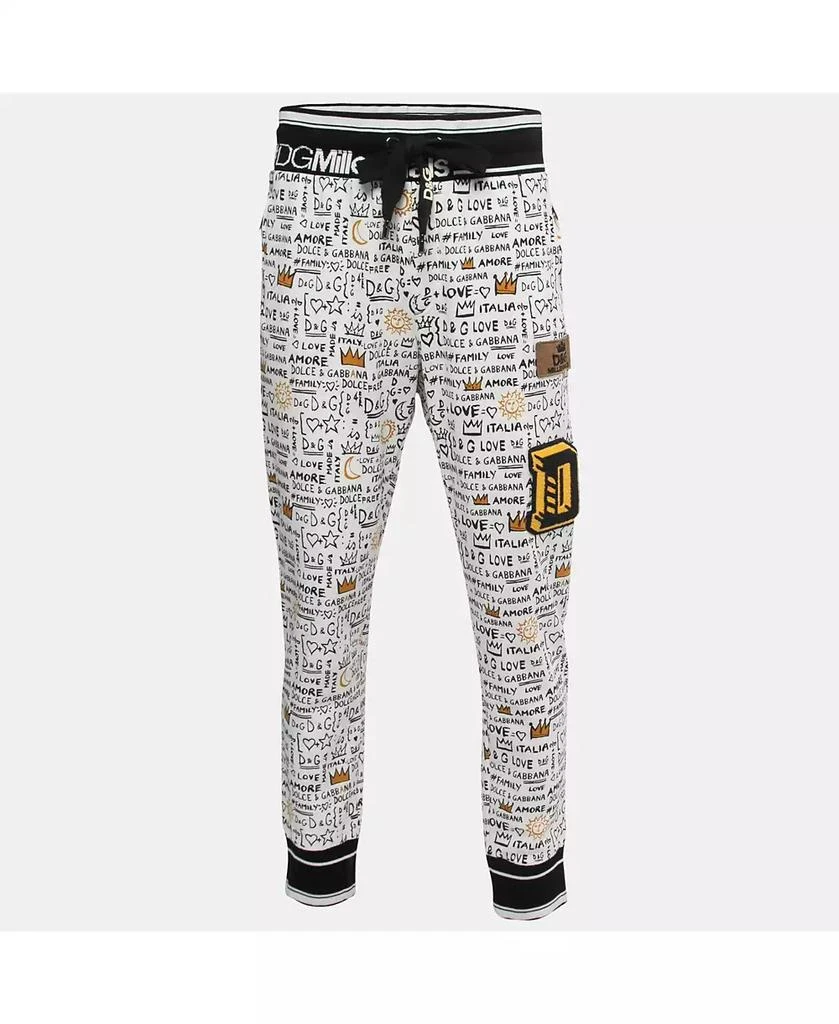 Pre-Owned Dolce & Gabbana Women's White Printed Cotton Knit Joggers 1
