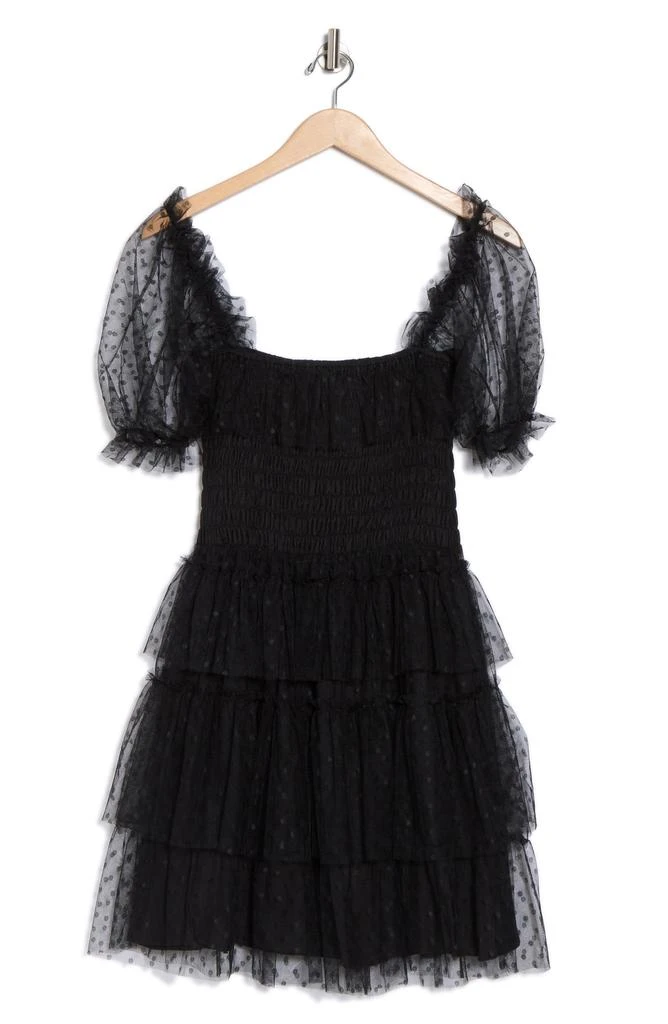 lace sleeve homecoming dress Blue Lace Sweetheart A-Line Homecoming Dress with Balloon Sleeves – Modsele main image 1