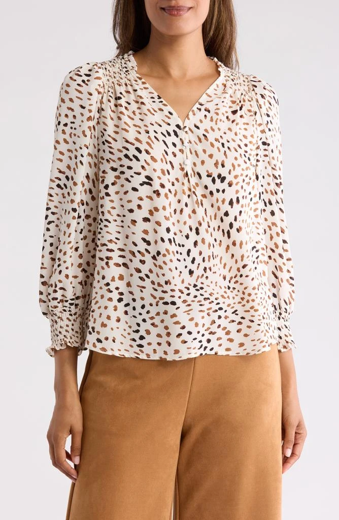 Tahari Smocked Button-Up Shirt 1