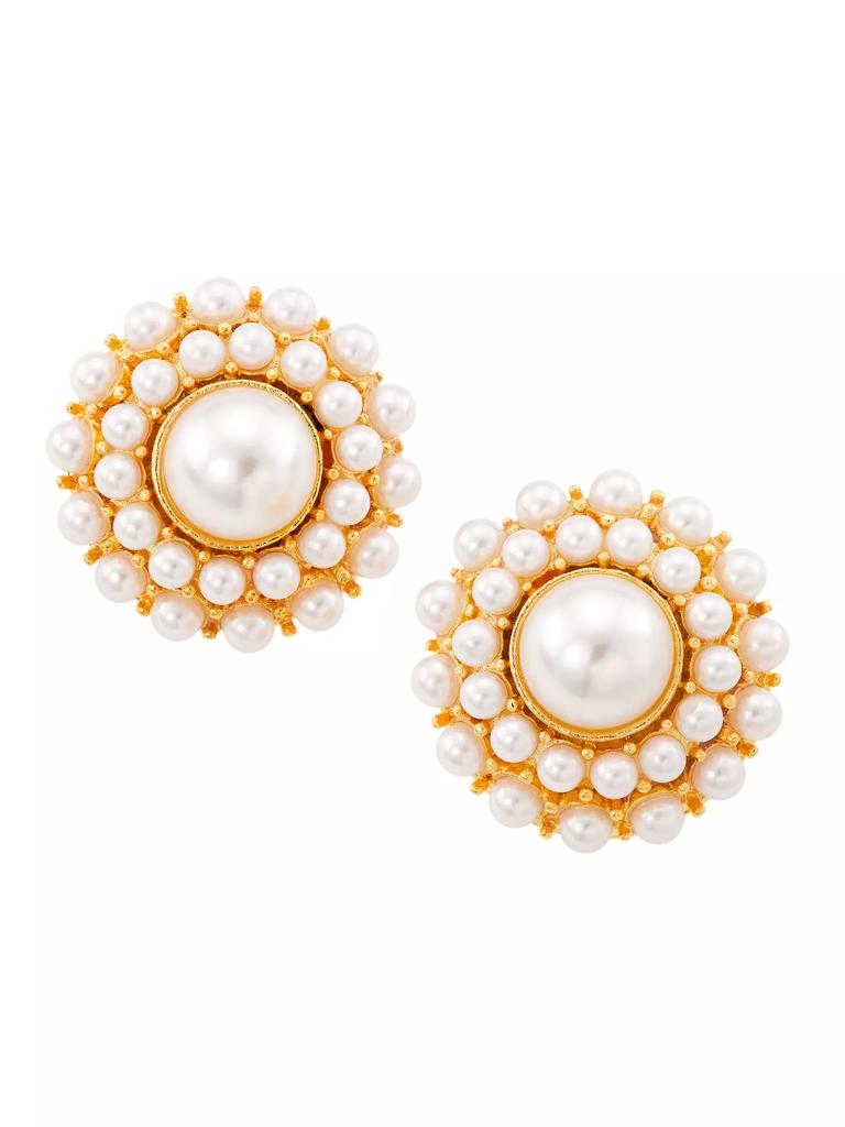 Kenneth Jay Lane 22K-Gold-Plated & Imitation Pearl Clip-On Earrings