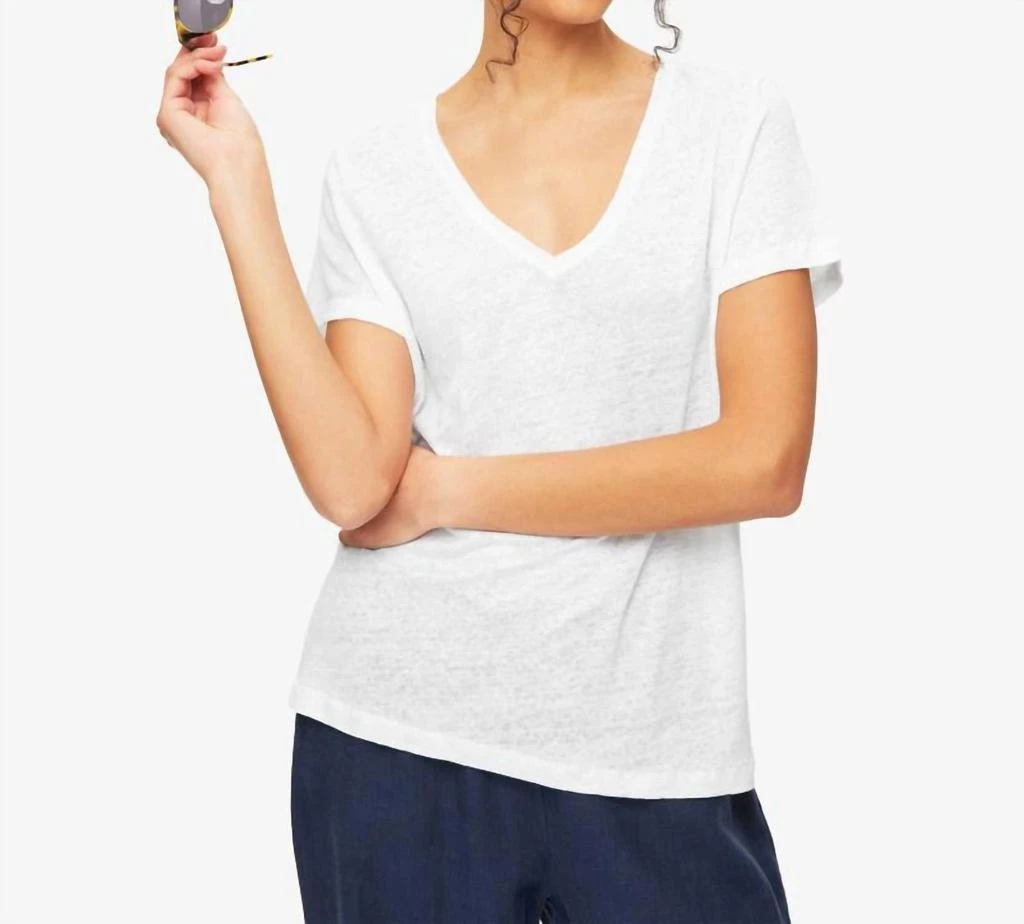 Derek Rose Women's V-Neck Tee In White 1