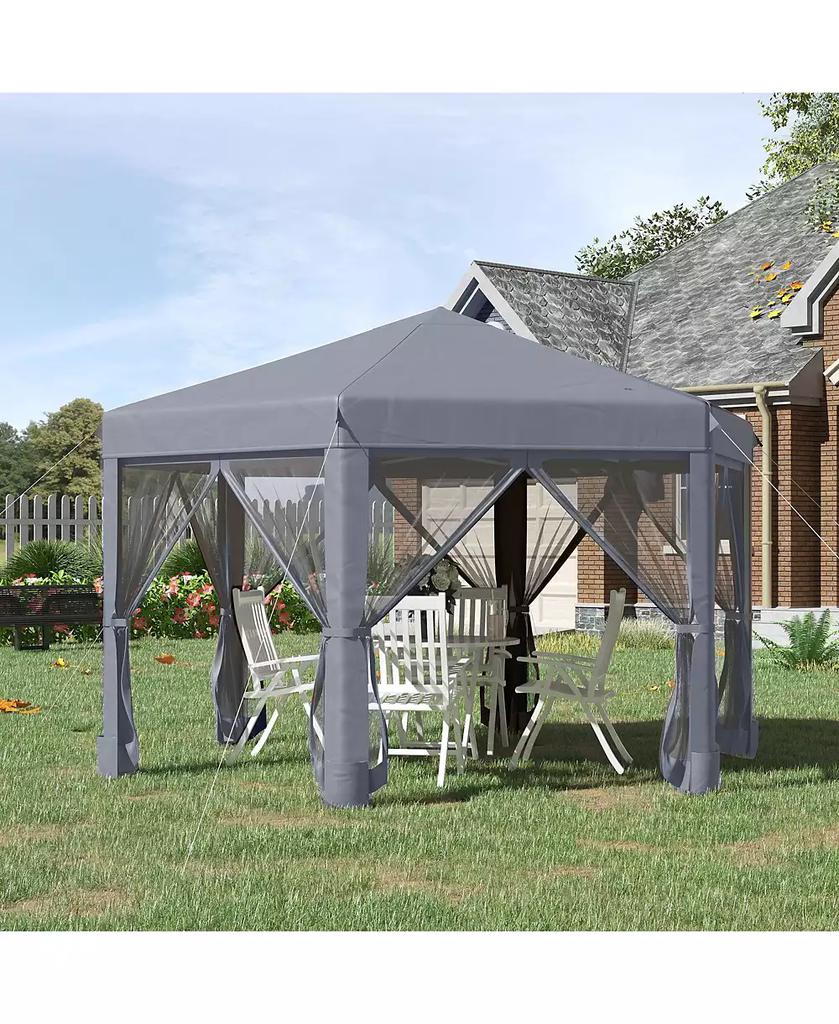 Outsunny 13
x 13
Pop Up Hexagonal Canopy Tent w/ Mesh Sidewalls,