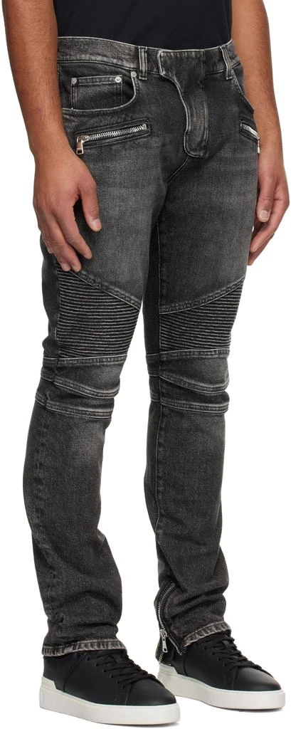Balmain Gray Slim-Fit Biker Jeans 2