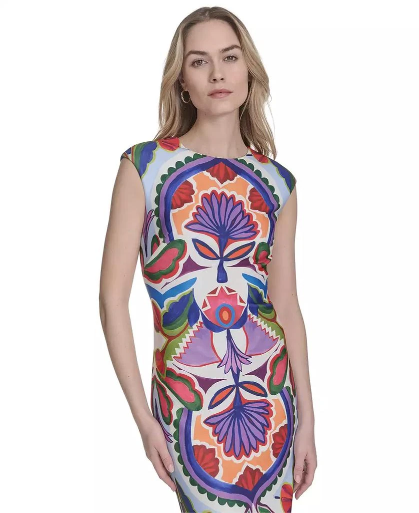 Vince Camuto Petite Placement-Print Cap-Sleeve Midi Dress 3