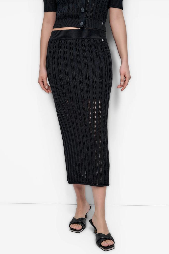 DKNY CABLE POINTELLE STITCH MIDI SKIRT