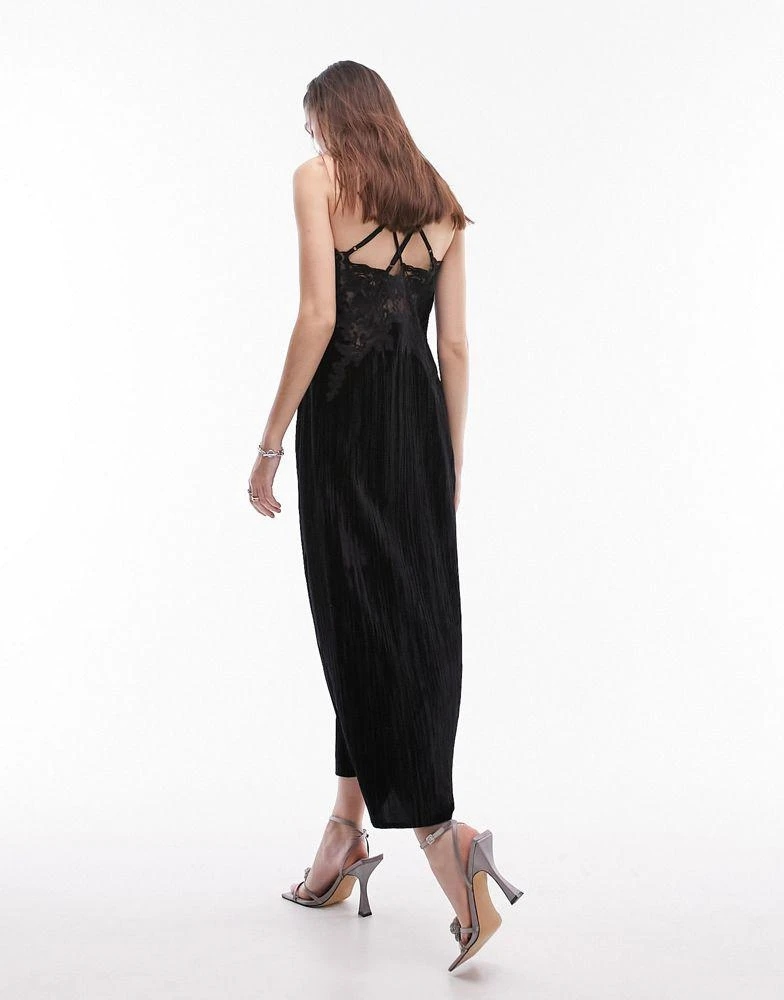 Topshop Topshop velvet and lace midi slip dress in black 3