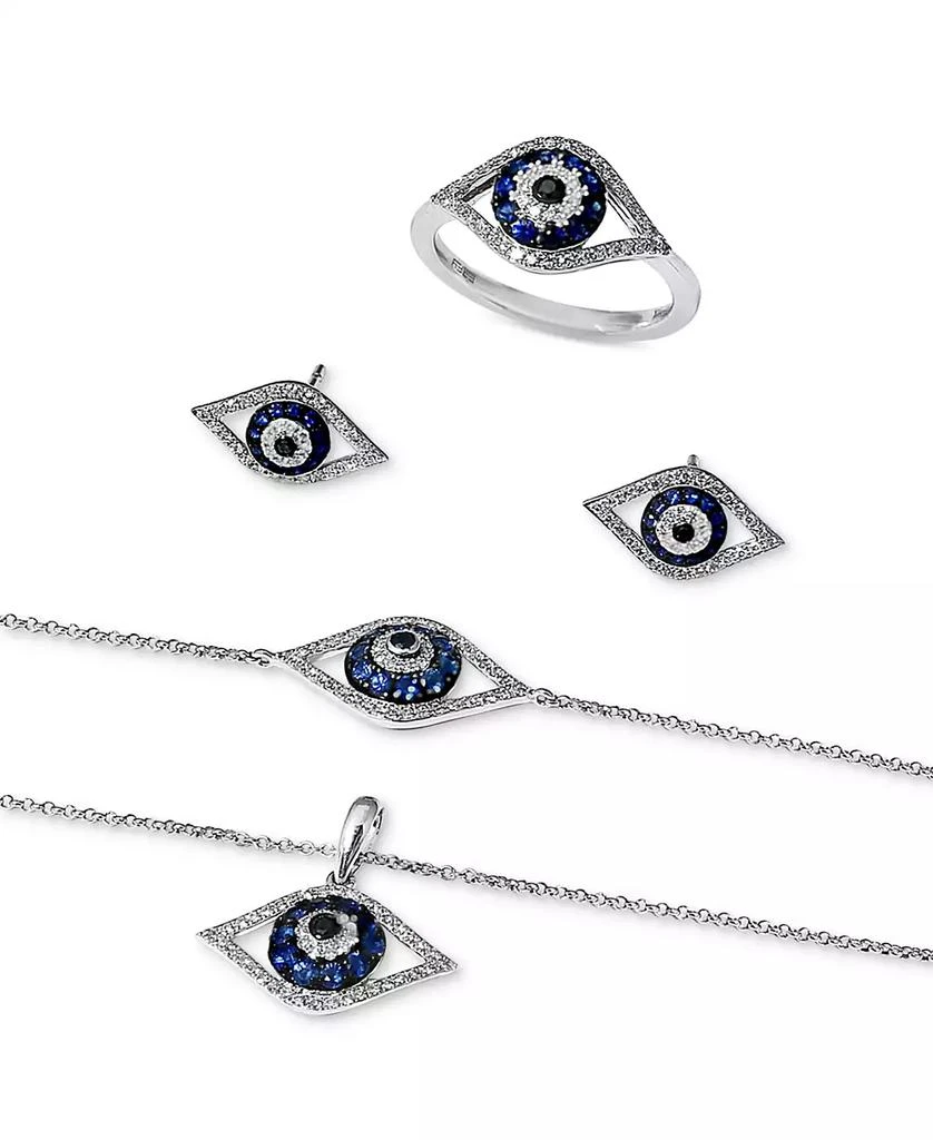 Effy EFFY® Sapphire (1/4 ct. t.w.) and Diamond (1/6 ct. t.w.) Evil Eye Ring in 14k White or Yellow Gold 3