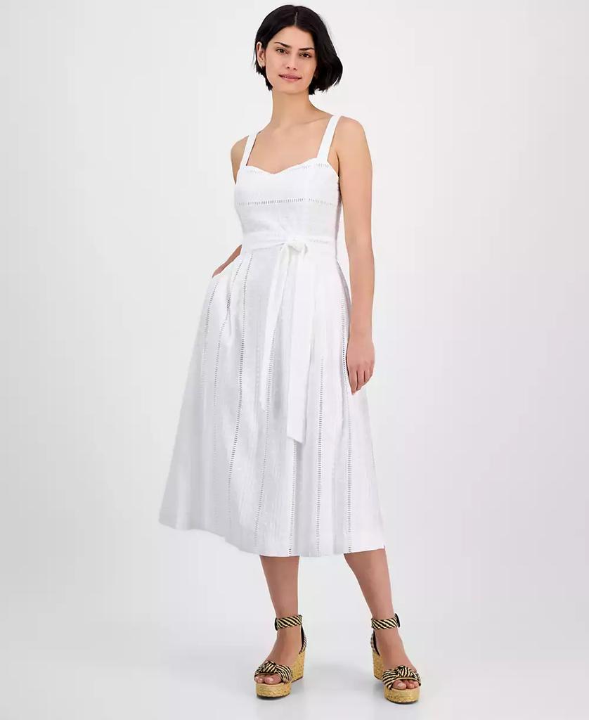 julia jordan Women's Cotton Eyelet Midi Dress