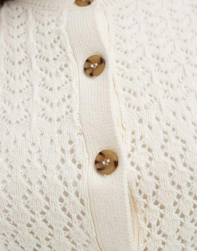 New Look New Look stitch detail button down waistcoat in cream 2