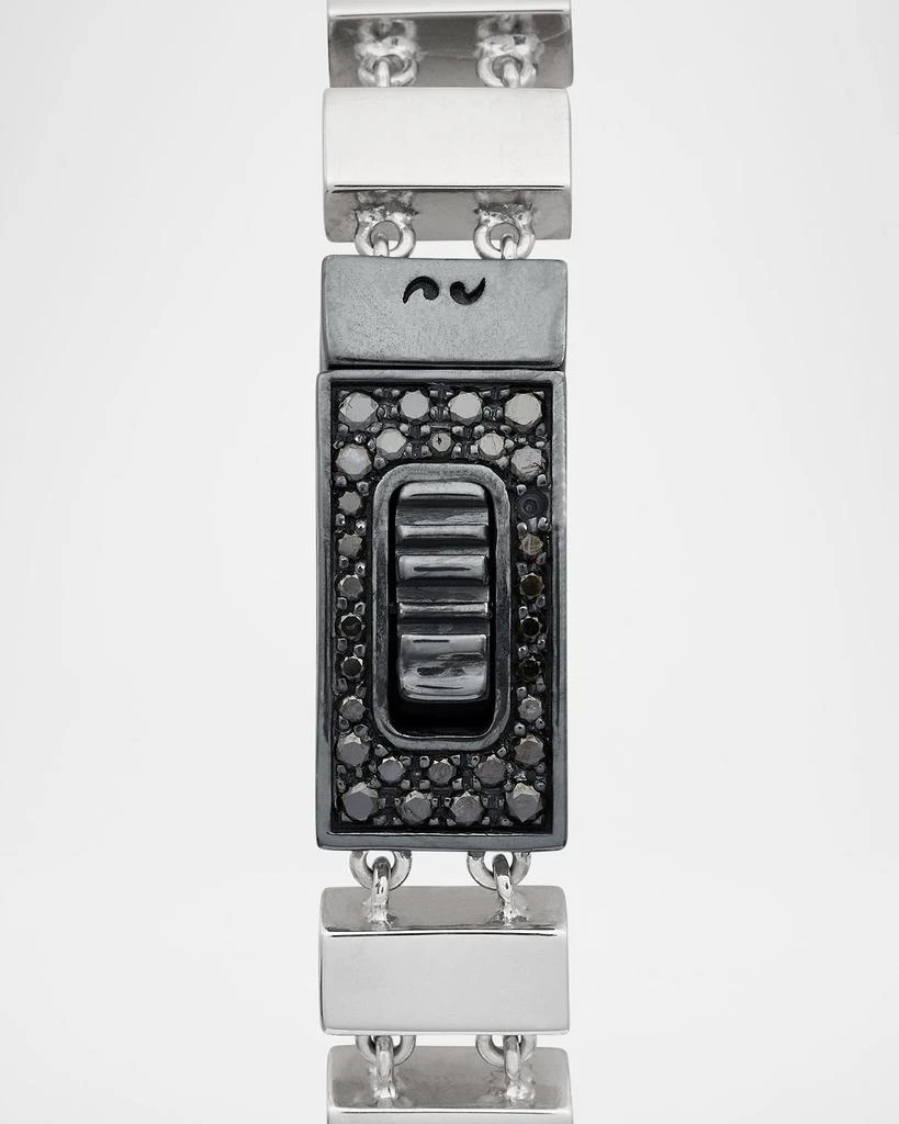 Marco Dal Maso Glaidator Thin Track Bracelet in High Polish Silver with Black Diamonds 3