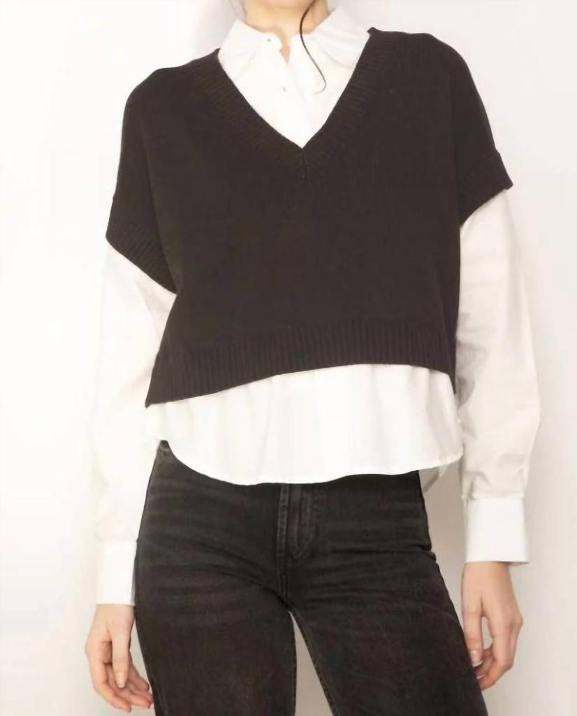 Central Park West Central Park West - Tessa Crop V Neck Twofer Sweater