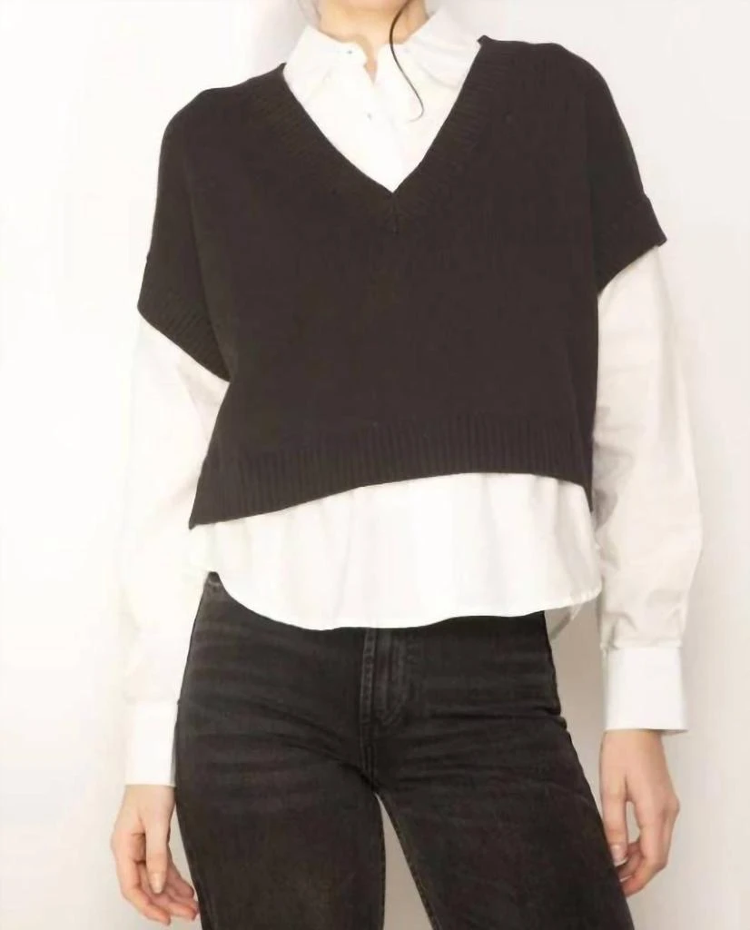 Central Park West Central Park West - Tessa Crop V Neck Twofer Sweater 1