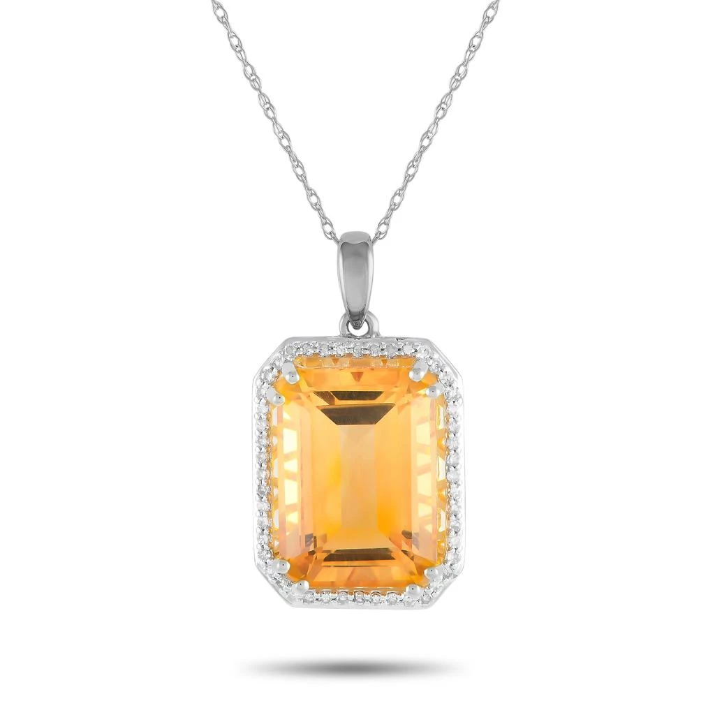 Non Branded 14K White Gold 0.20ct Diamond and Citrine Pendant Necklace PD4-15513WCIT 1