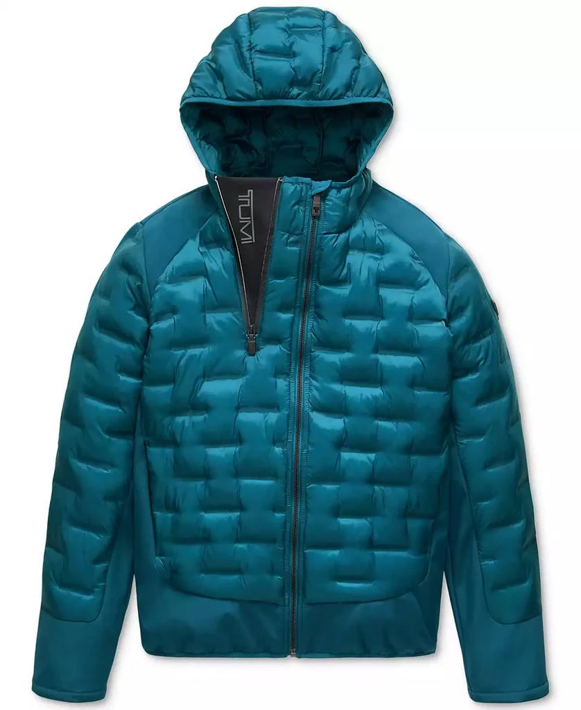 Tumi Men's Quilted Mixed-Media Full-Zip Hooded Jacket 6
