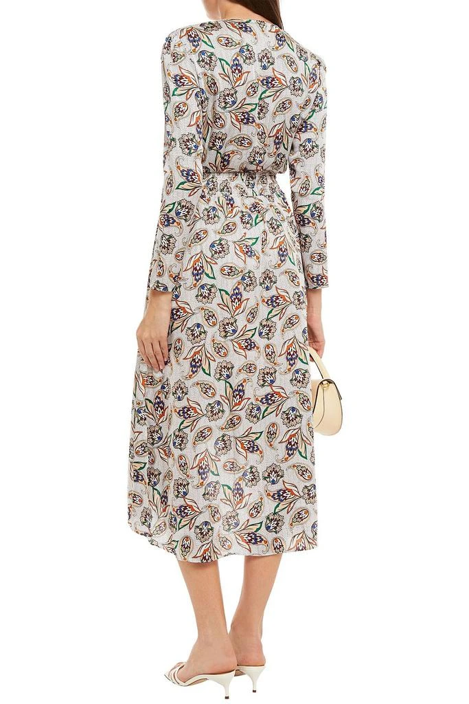 Maje Shirred printed satin dress 3