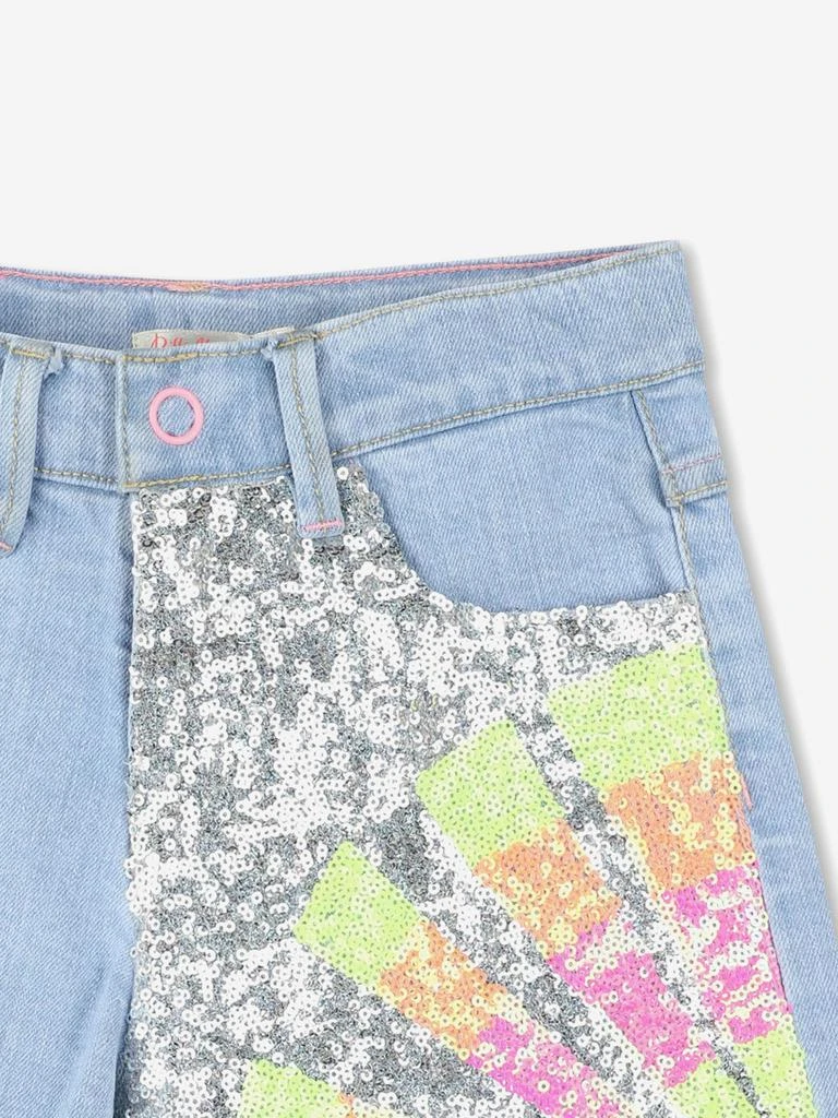 Billieblush Girls Sequin Denim Shorts in Blue 3