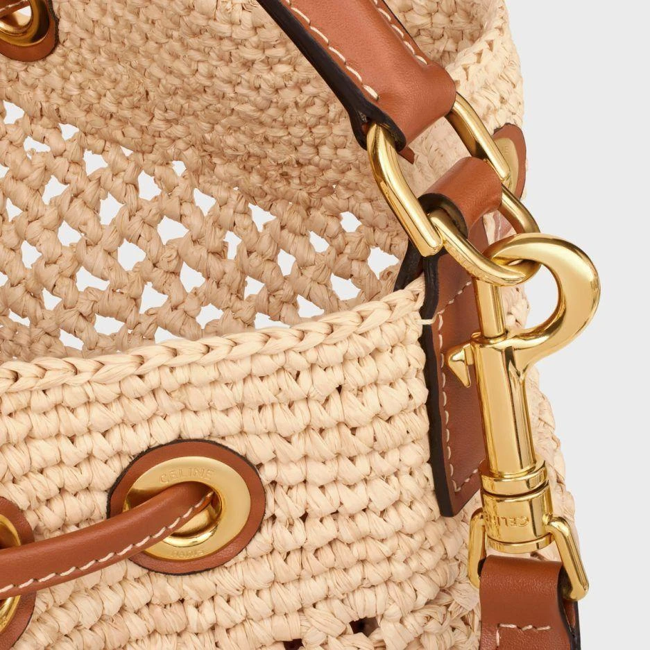 Celine CLARA CELINE CLASSIC PANIER IN RAFFIA AND CALFSKIN 4