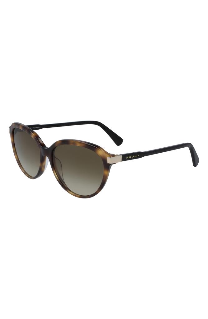 Longchamp - LO7068L - top Le Pliage Cat Eye Sunglasses - 56mm - Havana / Gold