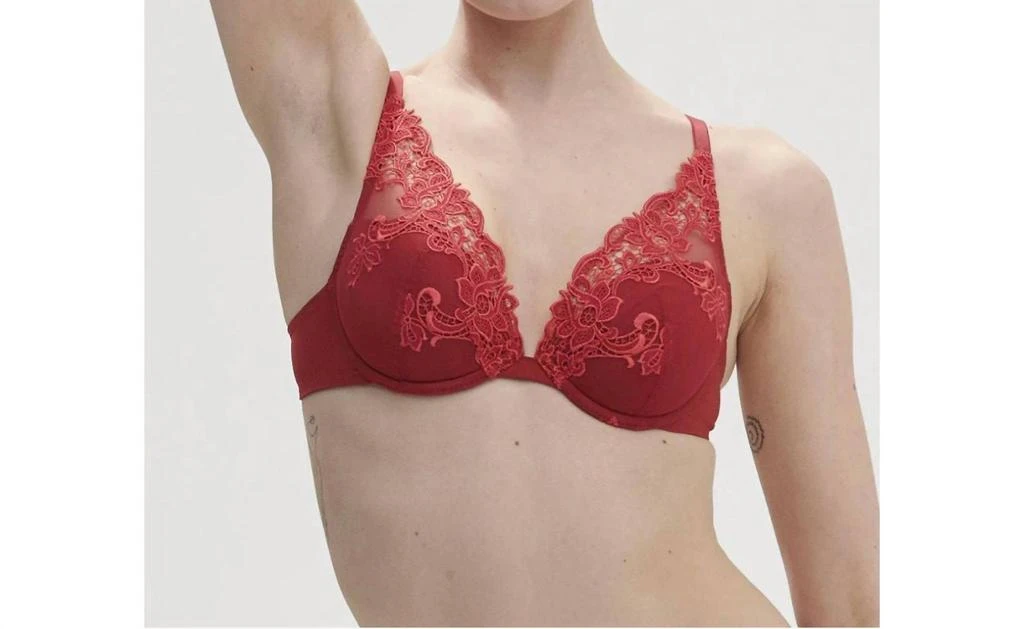 Aubade Saga Triangle Contour Push Up Bra In Lipstick Red 3