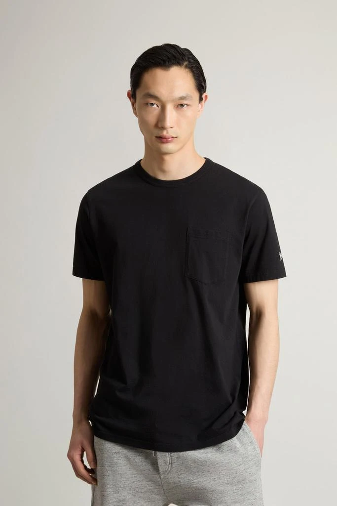 Woolrich Pure Cotton T-Shirt with Pocket - Men - Black 1