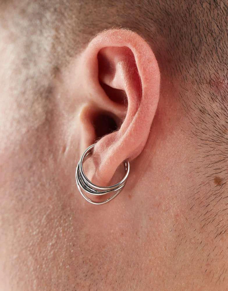 ASOS ASOS DESIGN festival triple layered ear cuff in silver 3