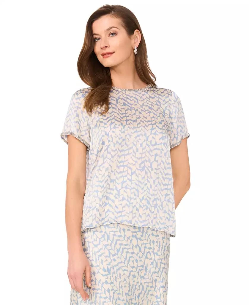 Vince Camuto Women's Abstract-Print Bead-Trim Top 7